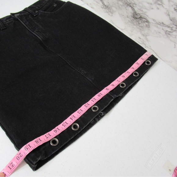 Harley Davidson Vintage Black Denim Skirt Size 8 - Picture 13 of 15